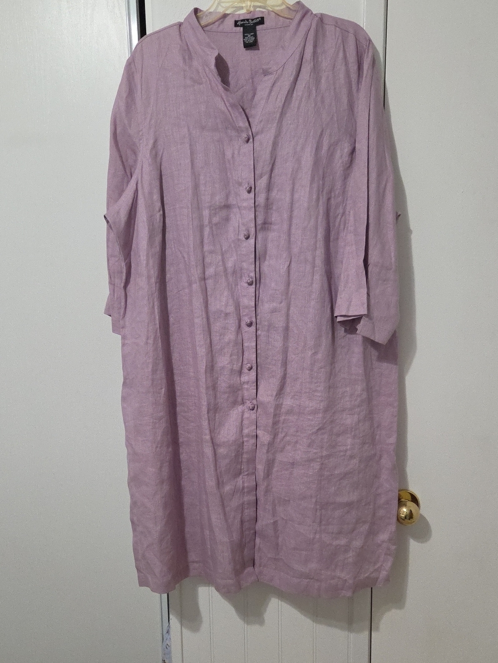 Alexandra Bartlett Lavender Button-Front Linen Tunic Dress
